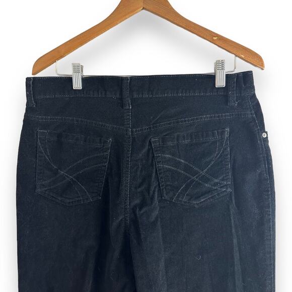 Y2K Gloria Vanderbilt Corduroy Pant Jeans Sz 14 Black Straight Leg High Rise - Picture 9 of 16